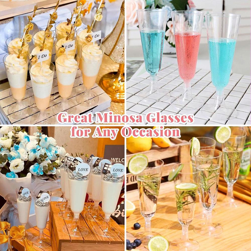 Plastic Champagne Flutes Disposable Glasses 5.5 Oz Mimosa Glasses Wedding Toasting Glasses for Christmas Party Cocktail Cups