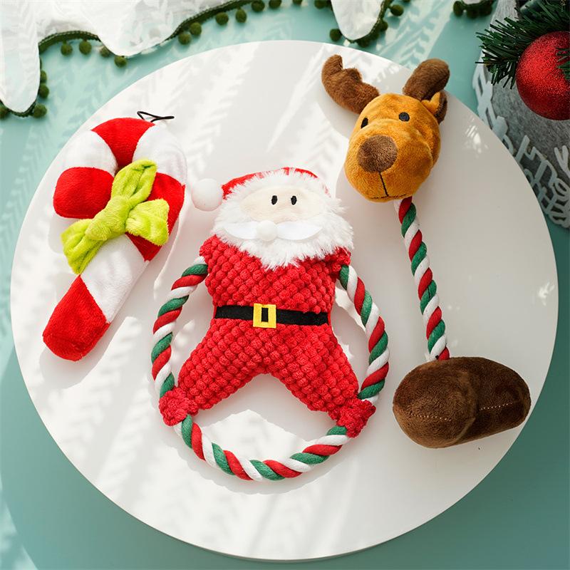 Pet Christmas Dog Amazon Popular Plush Cat Sound Resistant Grinding Teeth Relief Dog Cat Toys