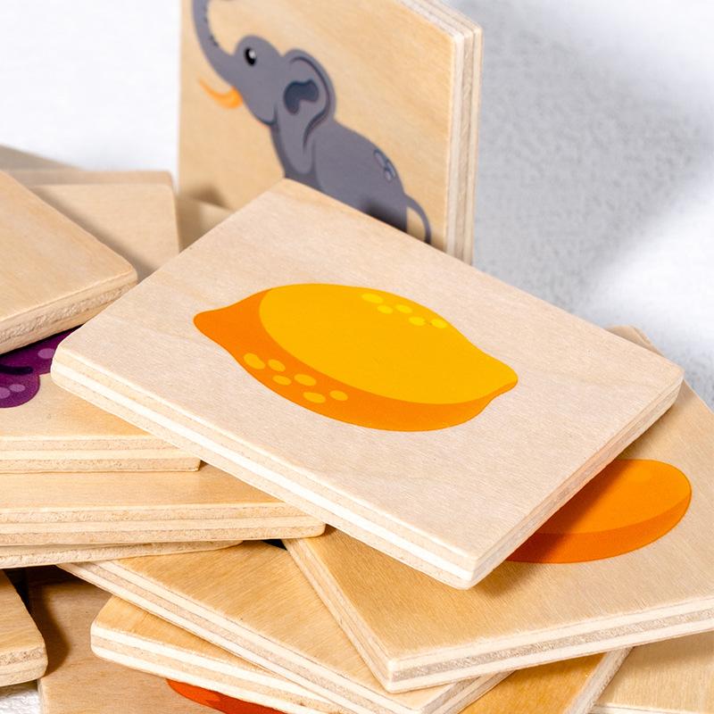 Animal Fruit Pairing To Find the Shadow Puzzle Game for Intellectual Development Early Education Enlightenment Wooden Children's Toys