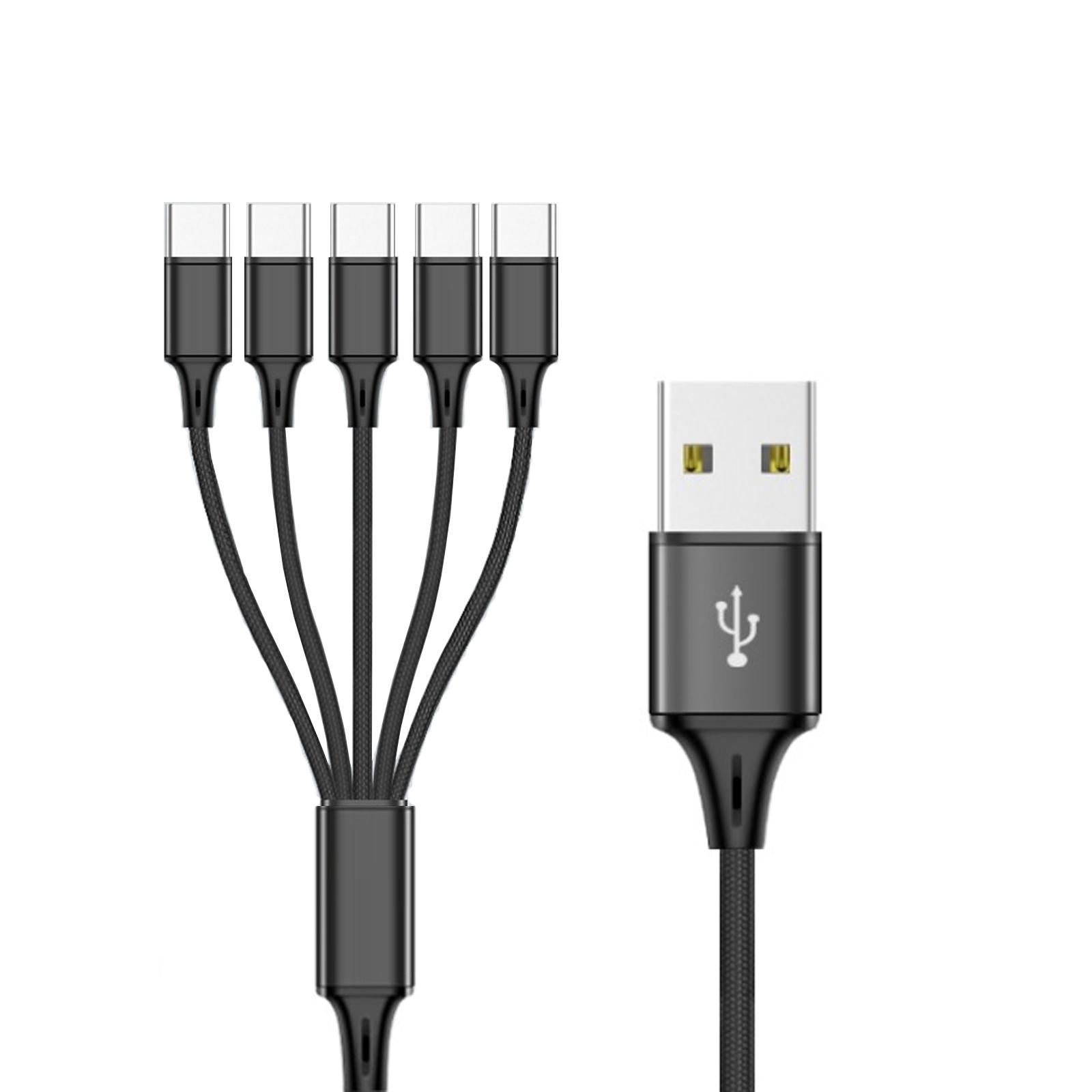 

Мультизарядный кабель USB C-разветвитель 3/4/5 в 1 шнур для быстрой зарядки с 3/4/5 Type-C штекерным портом для телефонов планшетов 5