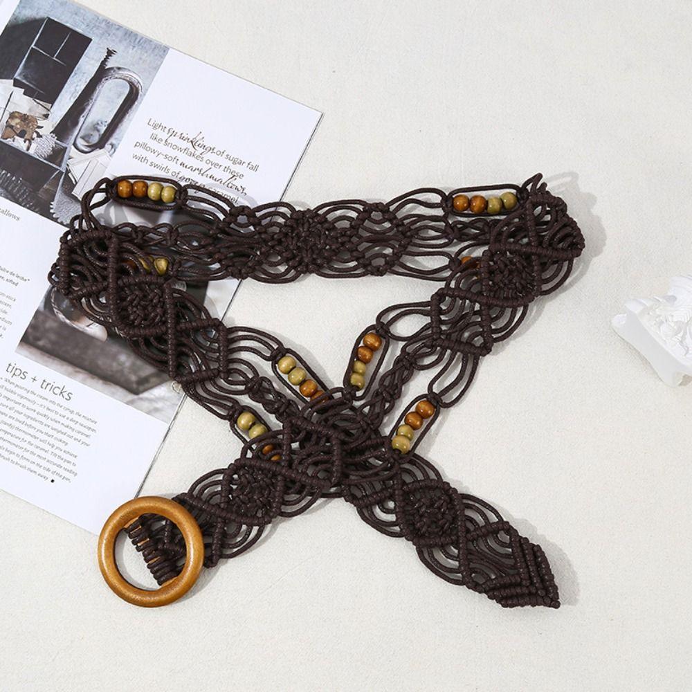 Wax Rope Weave Belt Retro Ethnic Style Waistband Fashion Waist Rope  Waist Accessories