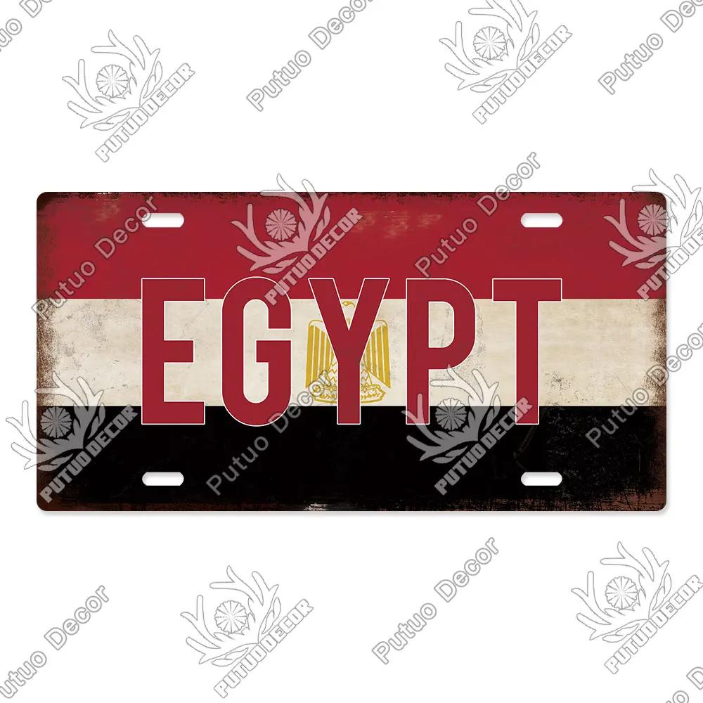 Putuo Decor National Flag Metal Sign Licenses Plate Plaque Metal Vintage for Garage Bar Pub Living Room Kitchen Wall Decoration