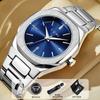 Men's Quartz Watch New Fashion Box Set Cufflinks Ring Fashion Set Box Watch As a Gift for Men's Gift Box