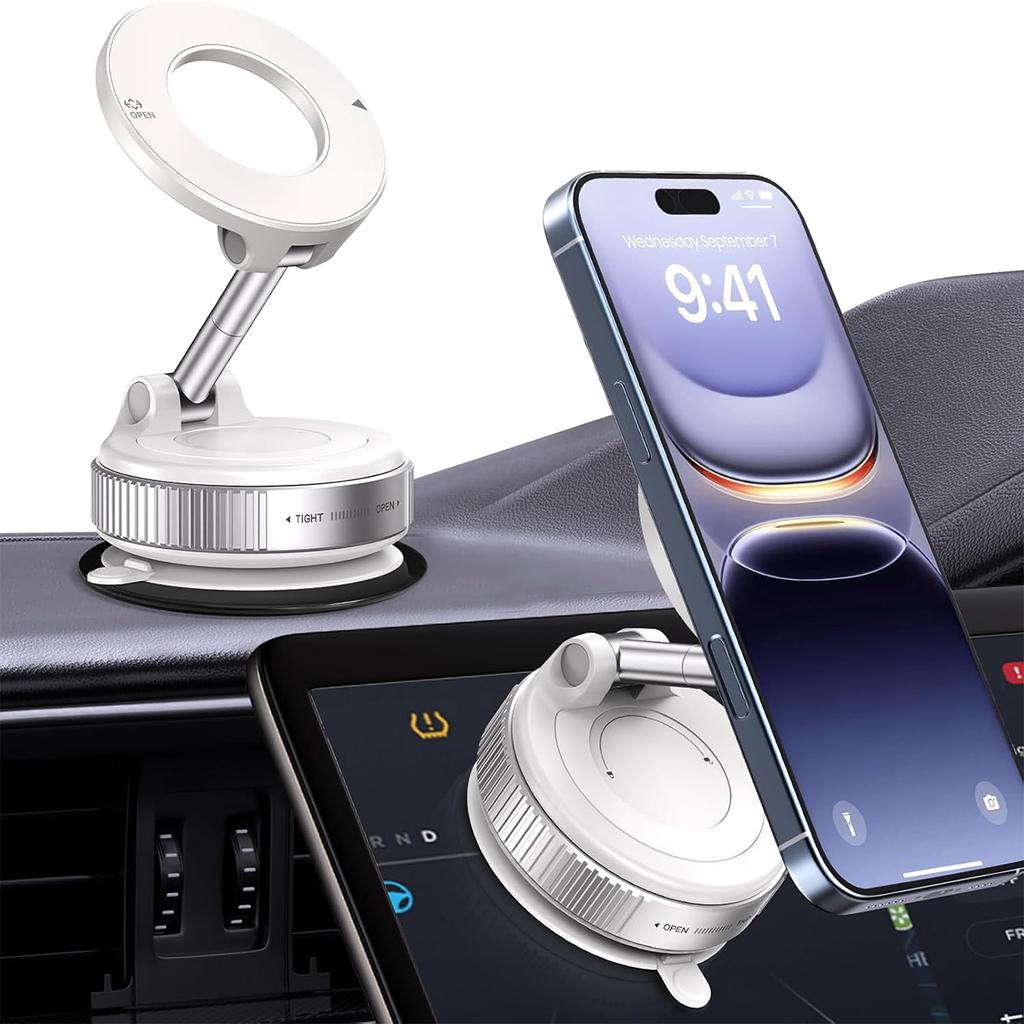 Obrotowy o 360° Magnetyczny Uchwyt na Telefon z Przyssawką, Składany i Wysuwany Uchwyt Samochodowy na Telefon do Samochodu/Siłowni/Lustra/Gładkich Powierzchni