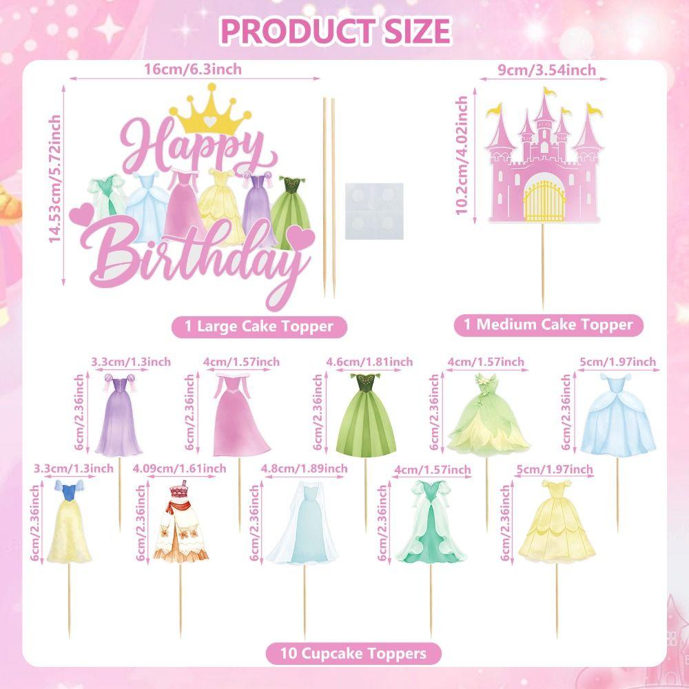 Happy Birthday Prinzessin Kleid Kuchenaufsatz Märchen Fantastische Prinzessin Kuchen Dekorationen Cupcake Toppers für Babyparty