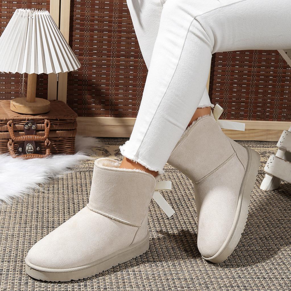 Fashion Thick Plush Platform Snow Boots Women Winter Keep Warm Fur Cotton Shoes Woman Faux Suede Slip-On Ankle Boots Padded Shoes