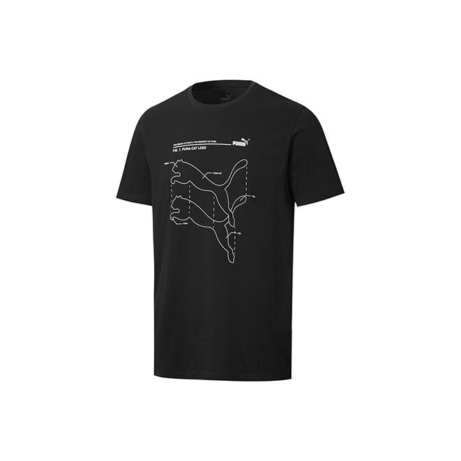 Puma Logo Print Crew Neck Short Sleeve T-Shirt Men Tops Black 587581-01