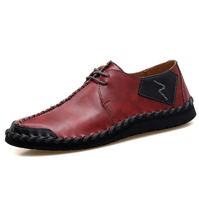 Fashion Men Casual Leather Shoes Comfortable Anti slip Flat Shoes Soft Leather Shoes Hot Sales  of Men handcrafted Shoes In Large Size