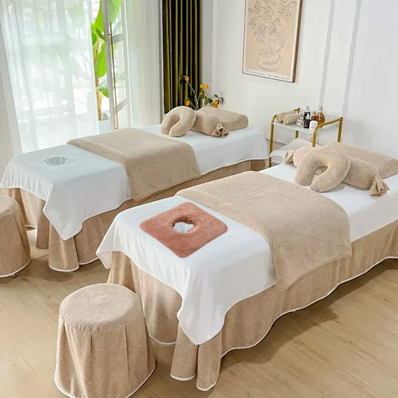 1 buc 35*35CM Masaj Moale Confortabil Frumusețe SPA Calitate Excelentă Fleece Coral Îngroșat Prosop de Față cu Orificiu pentru Respirație