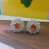 Fashion snow pollen diamond zircon stud earrings women's sunflower zircon flower earrings light luxury luxury high-end