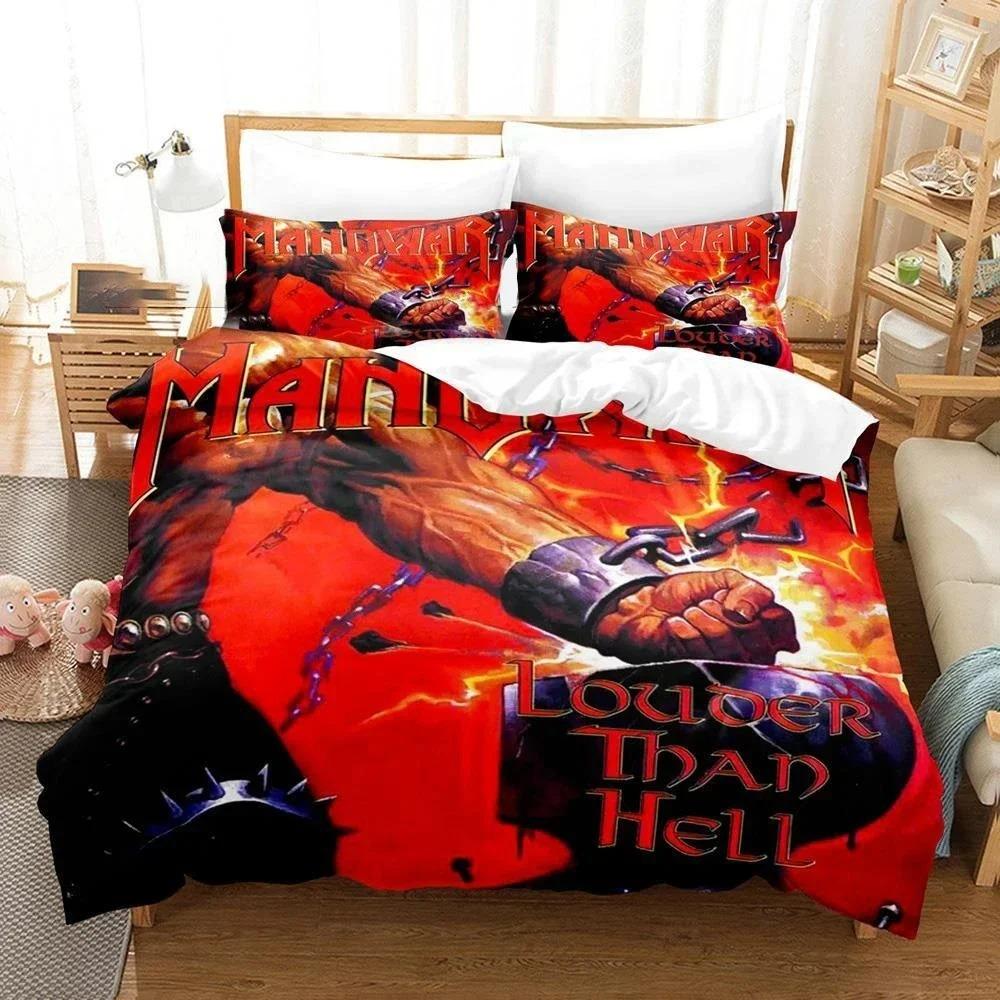 3D Printed Manowar Bedding Set Boys Girls Twin Queen Size Duvet Cover Pillowcase Bed Kids Adult Fashion Home Textileextile