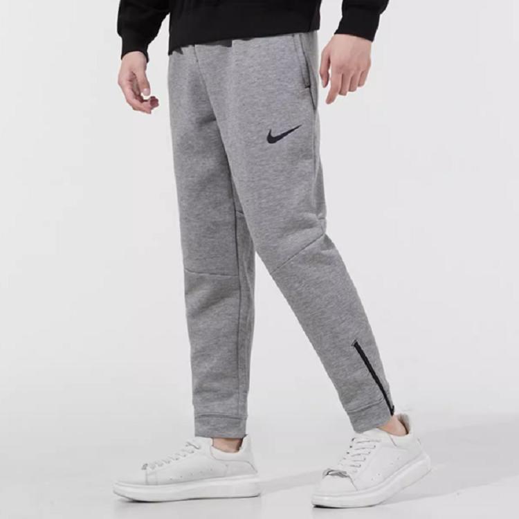 Nike Pro Therma-Fit Sports Casual Polyester Autumn Winter Drawstring Slim Fit Windproof Low Waist Knit Pants Men Bottoms Gray DD1881-010