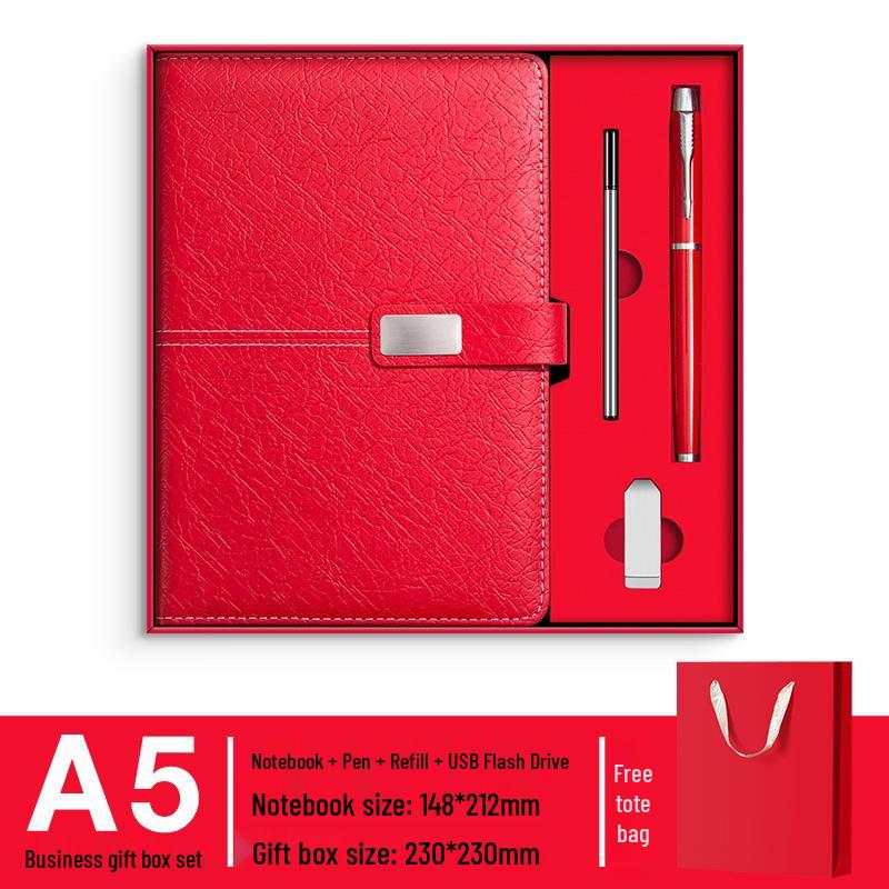 A5 Premium Geschenkset: Personalisierter Geschäftsnotizblock/Besprechungsprotokollant mit individuellem Logo.