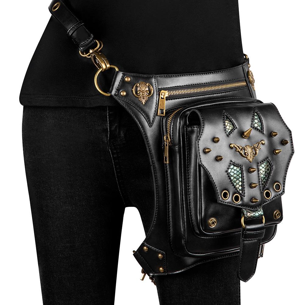 Chain Bag Women's Small Bag Steampunk Retro Motorcycle Bag Women's Shoulder Messenger Bag Women's Waist Bag