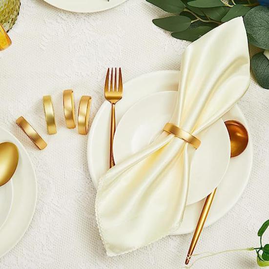 Napkin Rings Polished Zinc Alloy Modern Simple D-shaped Smooth Surface Half Round Napkin Ring Dining Room Accessories