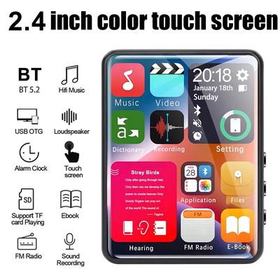 2.4-inch Full-screen Touchscreen MP3 Player, Mini Mp4 Player with Bluetooth, 4-128GB, Hi-fi, HD, Lossless Recording, FM Radio