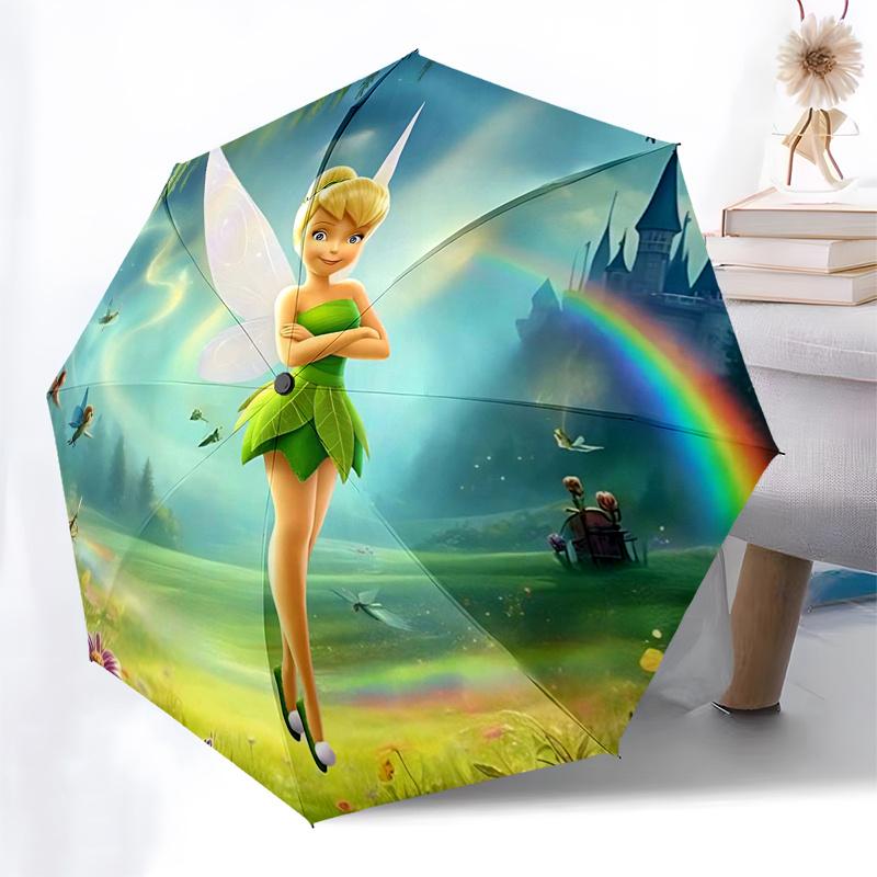 Tinker bell Themed Travel Umbrella-8 Ribs Automatic Opening and Closing, Portable Folding Design, Compact and Stylish Umbrella