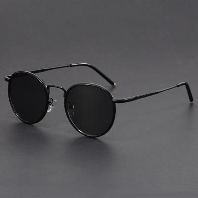 Trendy Sunglasses Men'S Retro Small Round Frame Glasses Hong Kong Style Black Tortoiseshell Sunglasses Women'S Anti-Ultraviolet Myopia