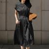 ZANZEA Women Casual Round Neck Solid Color Loose Short Sleeve Dress