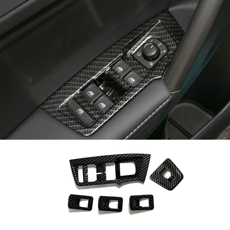 For Seat Tarraco 2018 2019 2020 Car Headlamps Adjustment Switch Cover Trim ABS Carbon fiber Sticker Styling Interior Accessories