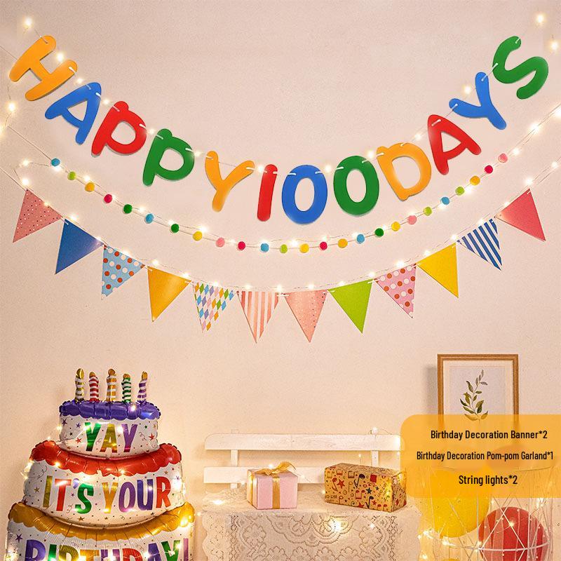 First Birthday Pom-Pom Bunting & Photo Banner for Boys and Girls