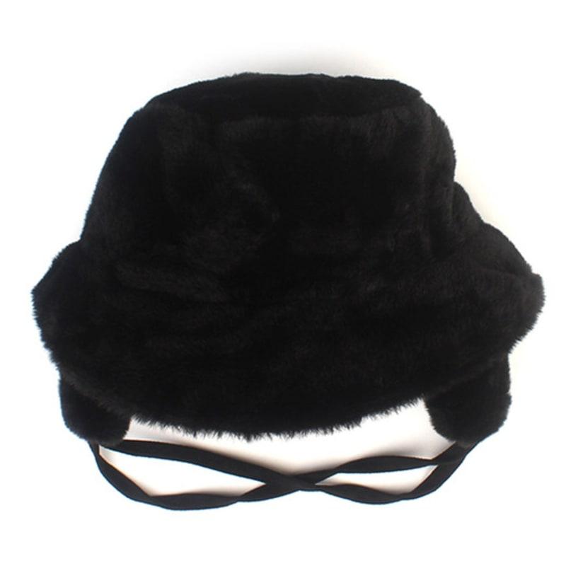 Universelle Chemie Süßer Pelz Schwarze Ohrenklappen Bucket Hat