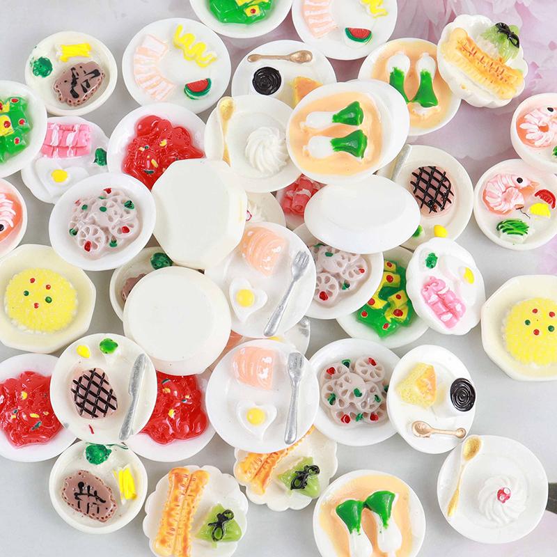 1 Stück Puppenhauszubehör Mini Dim Sum Platte DIY Miniaturlandschaft Feengarten Dekor Spielessen Ornamente