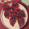 2pcs Retro Christmas Plaid Bow Hair Clips For Girls Festive Checkered Fabric Hairpins Holiday Parties Christmas Hair Accessories