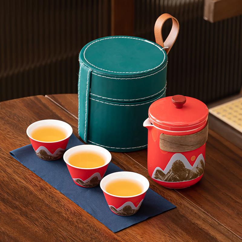 

Белый фарфор товары страна прилив ветер зеленая гора портативный для дома и улицы чай керамика подарки