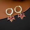Brincos Vintage Franceses de Cristal Zircônia Folha de Bordo Vermelha para Mulheres Temperamento Strass Borla Brincos Joias de Festa Bijoux Presente