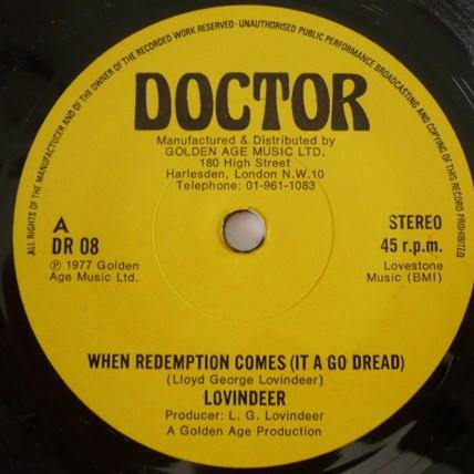 

7inch Record LLOYD LOVINDEER - When Redemption Comes (It A Go Drea DR08 Doctor 1977 UK Reggae, Ska & Dub Used