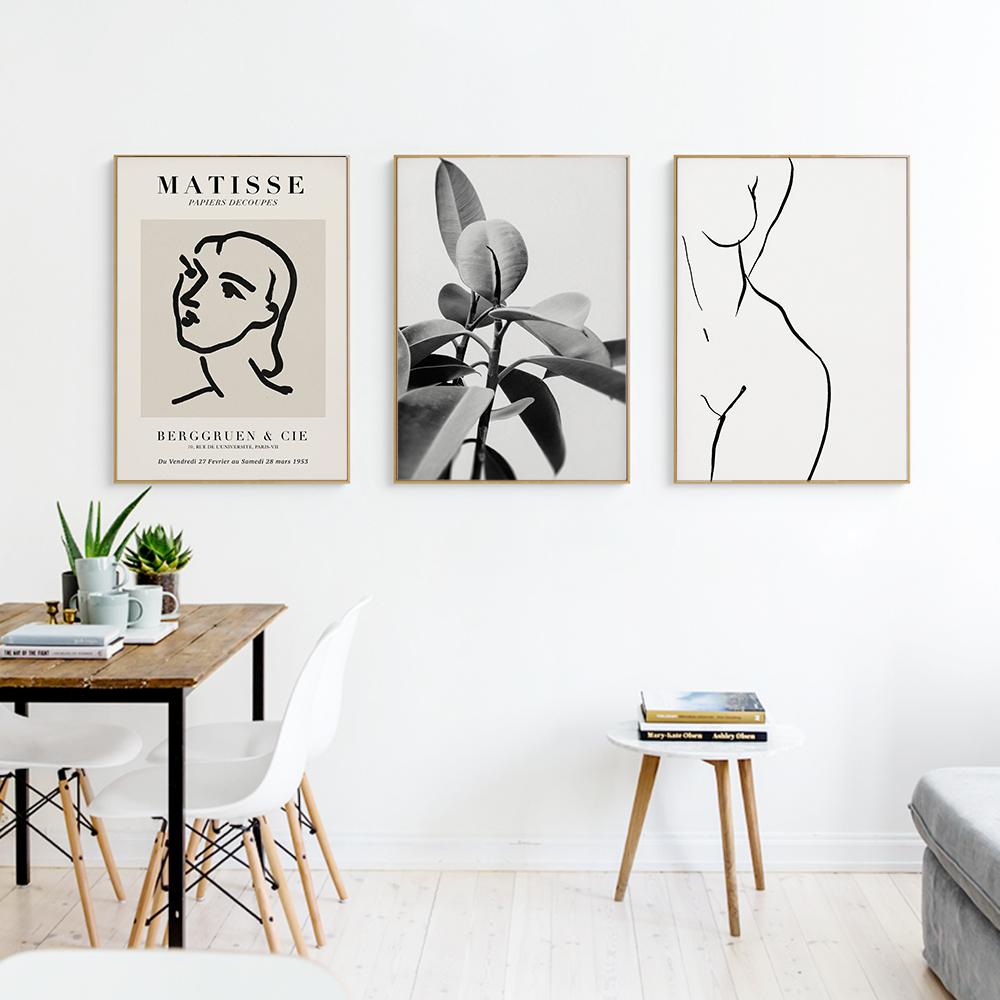Póster e Impresión Mujer Hermosa Naturaleza Con Líneas Arte de Pared Imágenes Matisse Abstracto Pintura en Lienzo Decoración Nórdica para el Hogar