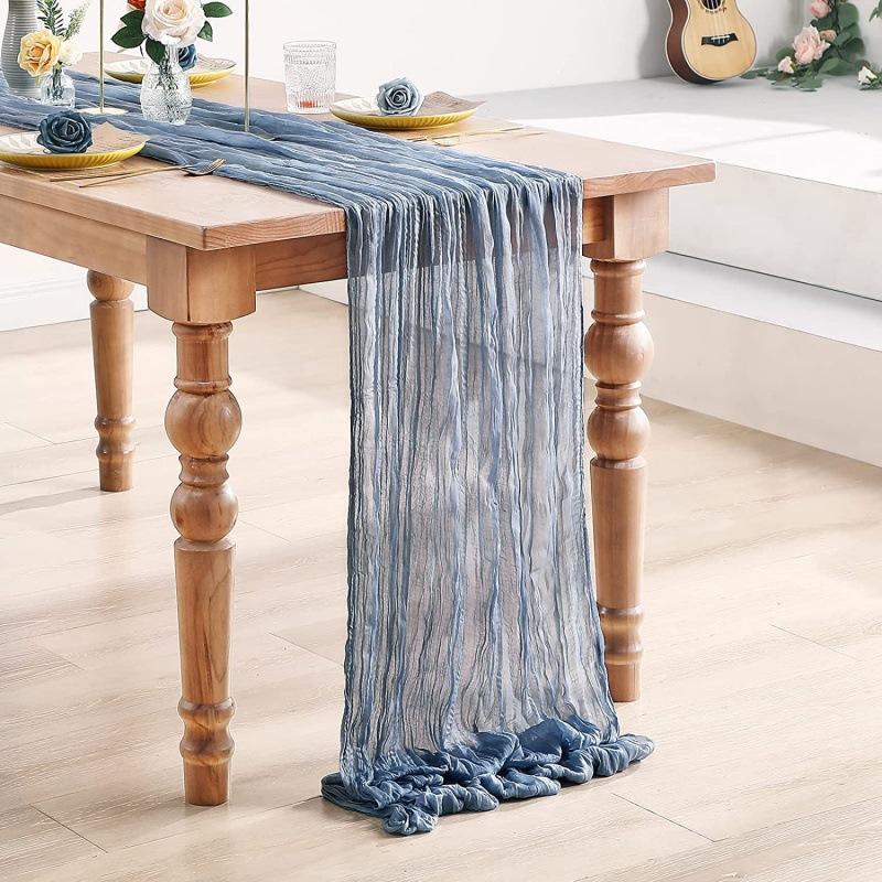 Beige Table Runner Gauze Cheesecloth Rustic Sheer Boho Wedding Decoration Tablecloth Baby Shower Christmas Birthday Party Decors