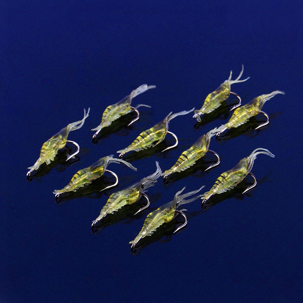 10pcs Shrimp Simulation Soft Prawn Lure Bait Hook Tackle Bass Fishing Lures