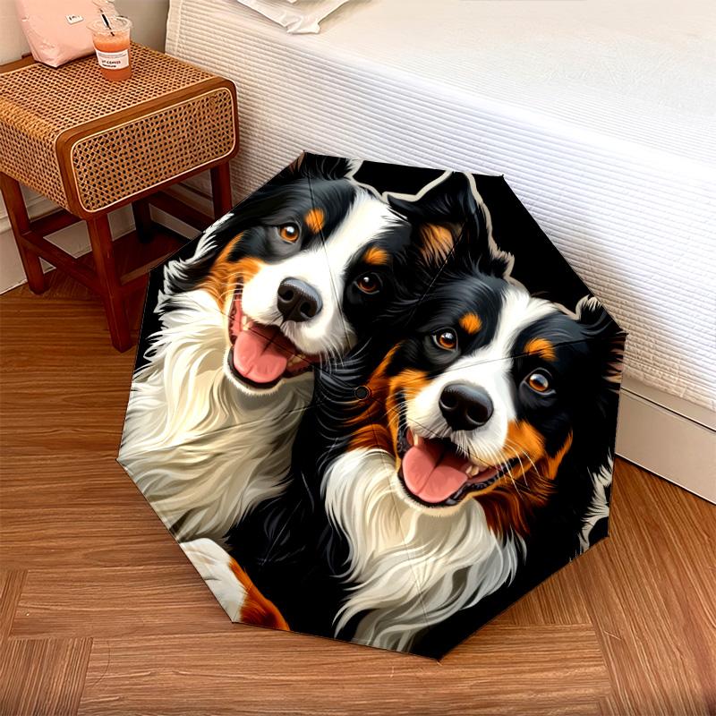 Motif adorables chiots, parapluie à pliage automatique, design portable et pliable, 8 baleines, un cadeau de Noël ou d'anniversaire.