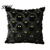 Black White Ghost Cushion Cover Halloween Cover, Plush Embroidered Throw Pillow 18x18 Home Decor Inch Cute Case for Sofa Bed Cozy Living Room Accents