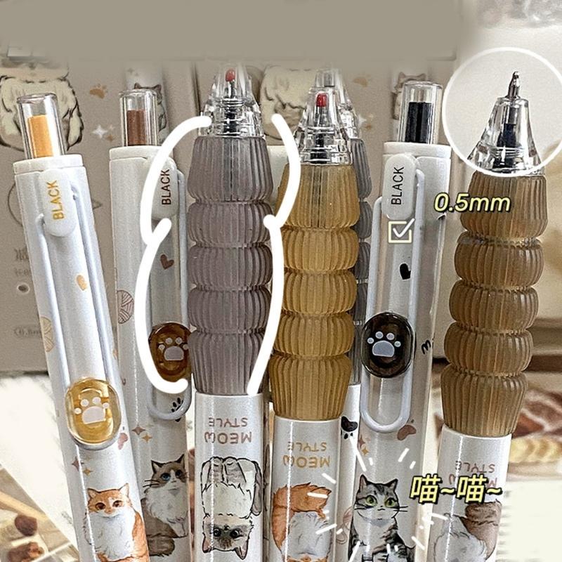 4 Pcs Retractable Gel Pen Cartoon Pet Neutral Pen Black Ink Pen Pressing Pen Writing Pen Journaling Pen for Student