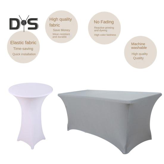 Stretchy Table Cover Fitted Rectangle Solid Color Table Cloth Polyester Fabric Anti-Wrinkle Washable Table Cover for Indoor Outdoor Party Banquet