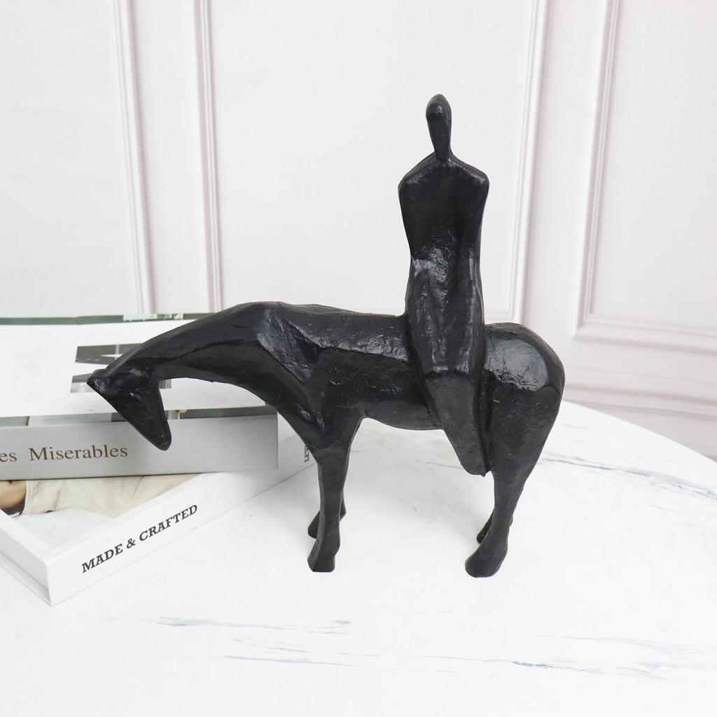 Modern Nordic Abstract Horse-Riding Figure Ornament - Chinese Style Decor for Office, Hotel, or Home Entrance.