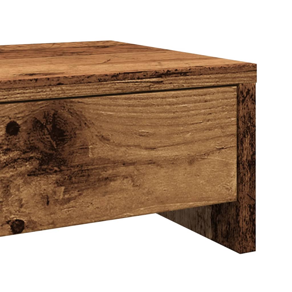 Dual Monitor Stand with Drawers Rustic Wood Look 50 X 27 X 15 Cm