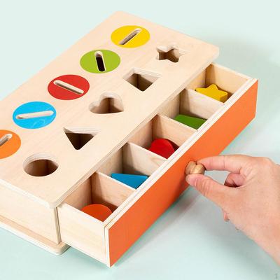Wooden Color Shape Sorting Matching Toys, Game Activity Toy for Baby 1-3 Year Old