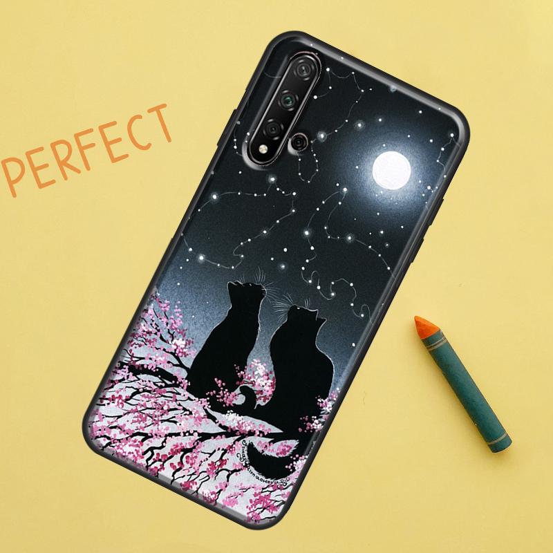 Black Cat Face Kitty For Huawei Nova 12s 11i 7i 8i 12i Y73 Y70 Y90 Y60 Y72 Y61 Y91 9 10 SE P40 Lite P30 Pro Case