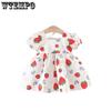 Children's Dress Girls' Summer Strawberry Short Sleeved Princess Dress Girls' Baby Strawberry Bow Dress