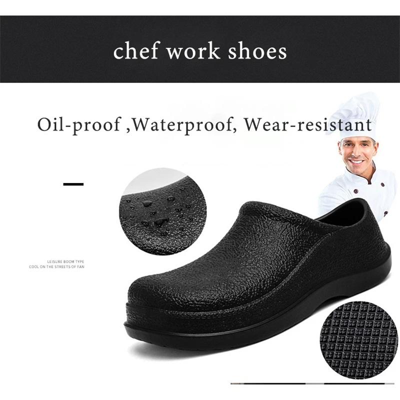 Men Chef Shoes Man Summer Beach Slippers Water-proof Oil-proof Kitchen Shoes Non-slip Garden Clogs Hotel Work Shoe EVA Sandal