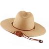 Stylish Woven Straw Panama Hat Windproof Chin Cord Sun Protective Wide Brims Hat for Him and Her Beach Vacation Headwear