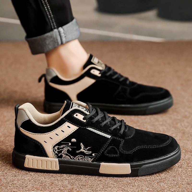 Chaussures de sport décontractées tendance pour hommes, à panneaux de velours, grande taille, toutes saisons.