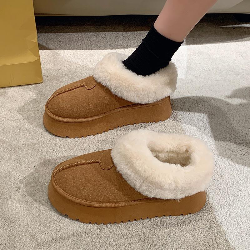 Thick-soled snow boots, piled and thickened Northeast large cotton shoes, one pedal, bread fluff shoes