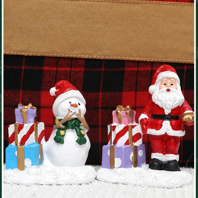 Colorful Snowman Figurine Resin Decoration for Holiday Decors Christmas Snowman Display for Mantles Window Sill