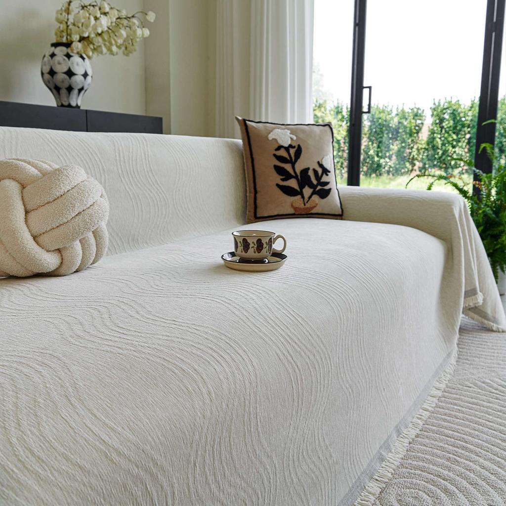1PC Sofa Towel Solid Color Chenille Simple Modern Sofa Cover Cloth A Whole Piece Full Cover Sofa Cover Blanket Home Textile
