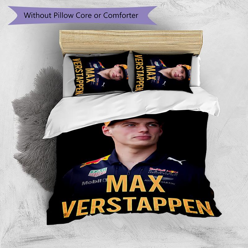 Set di biancheria da letto con motivo M-Max Verstappen per 3 persone, set copripiumino include copripiumino e federe, decorazione perfetta per la camera da letto per tutte le stagioni e regalo